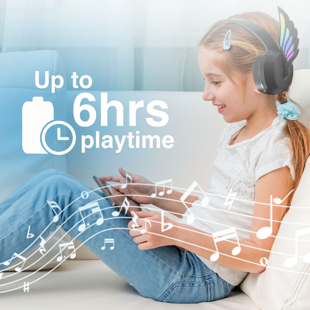 Laser Kids Angel Wings Headphones with Mic Black