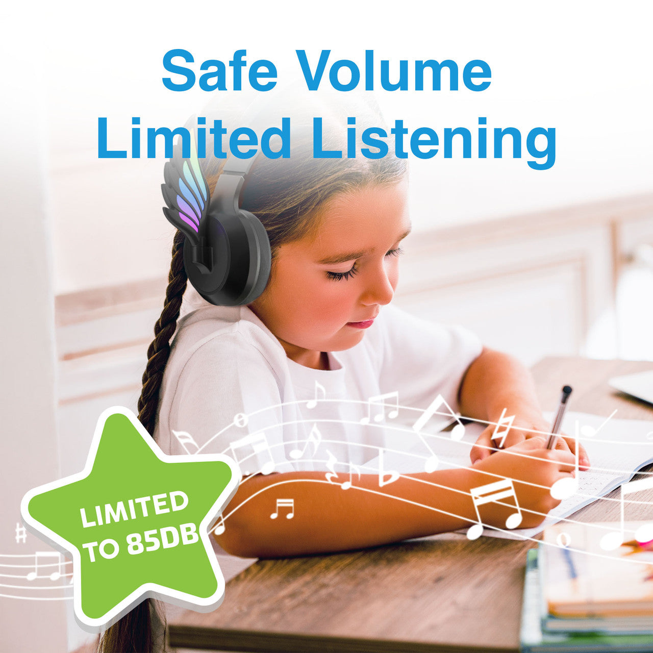 Laser Kids Angel Wings Headphones with Mic Black