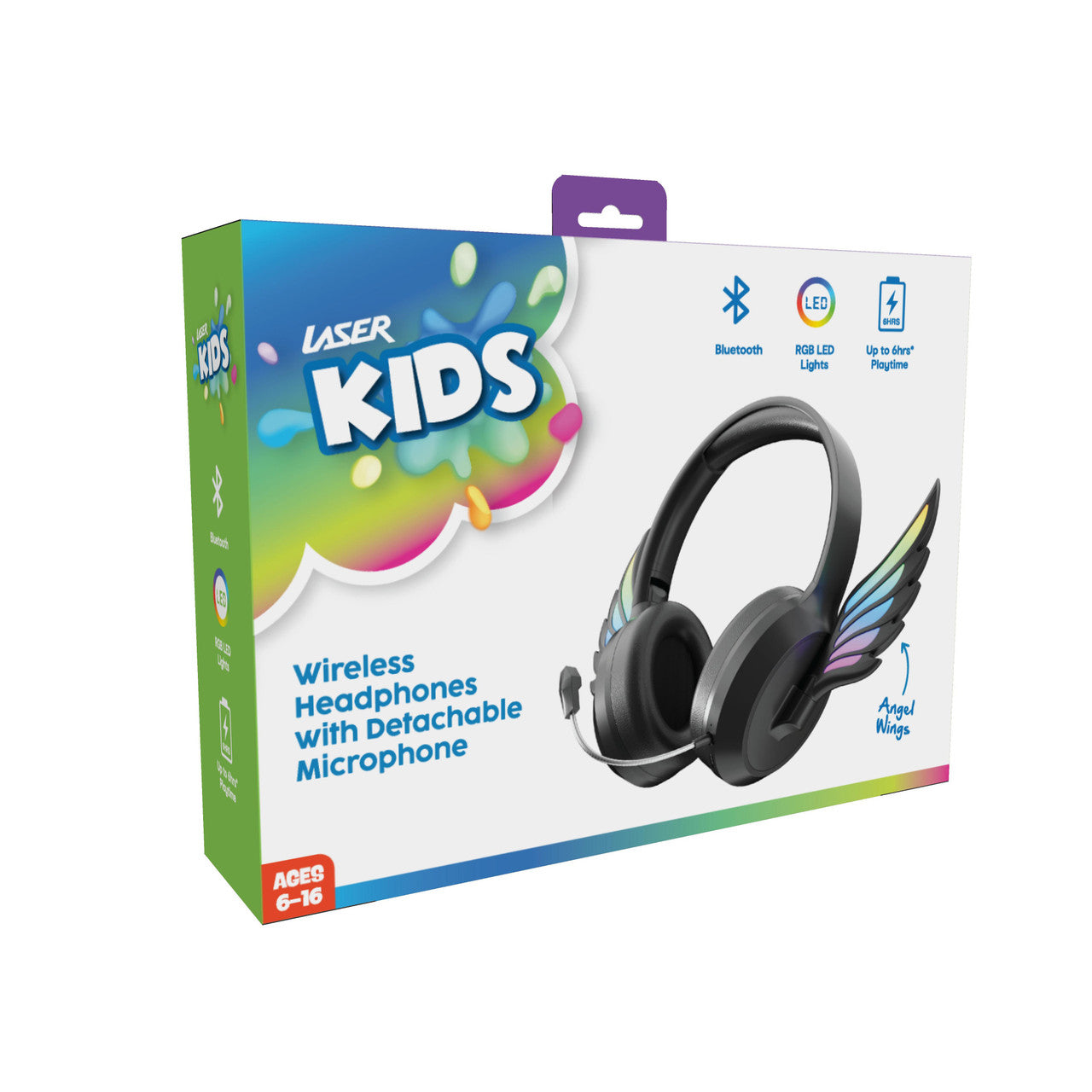 Laser Kids Angel Wings Headphones with Mic Black