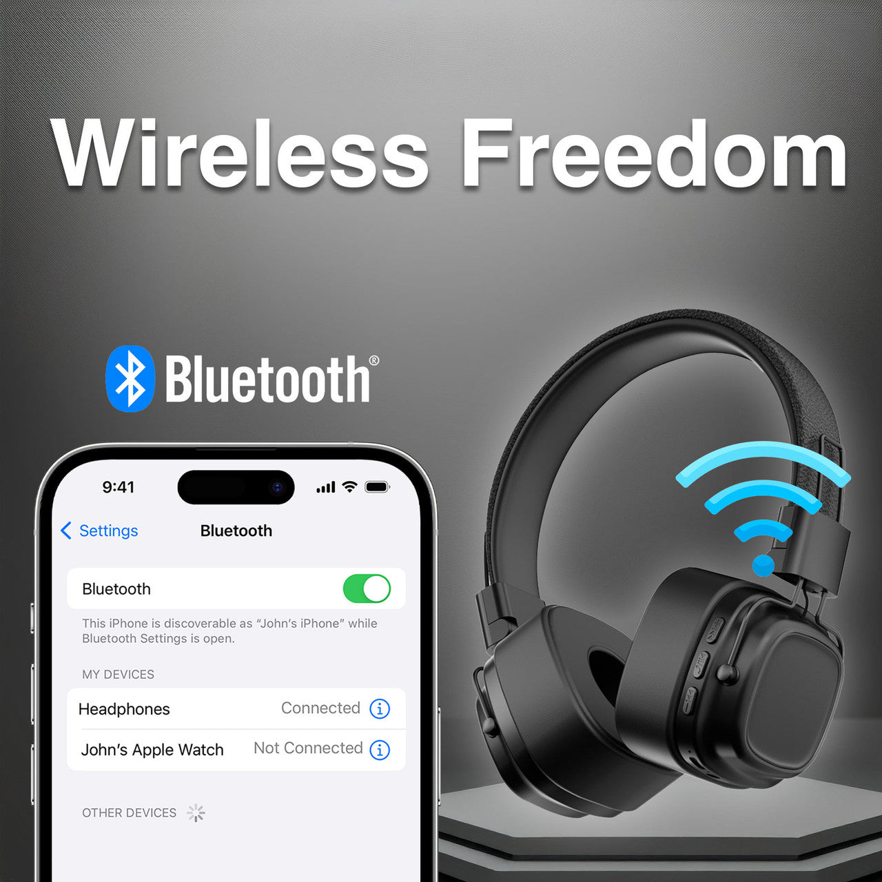 Soundtec by Laser Wireless On-Ear Headphones Black