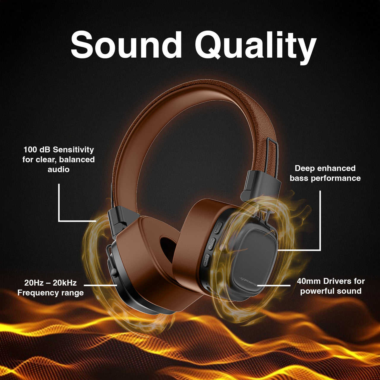Soundtec Wireless On-Ear Headphones Brown