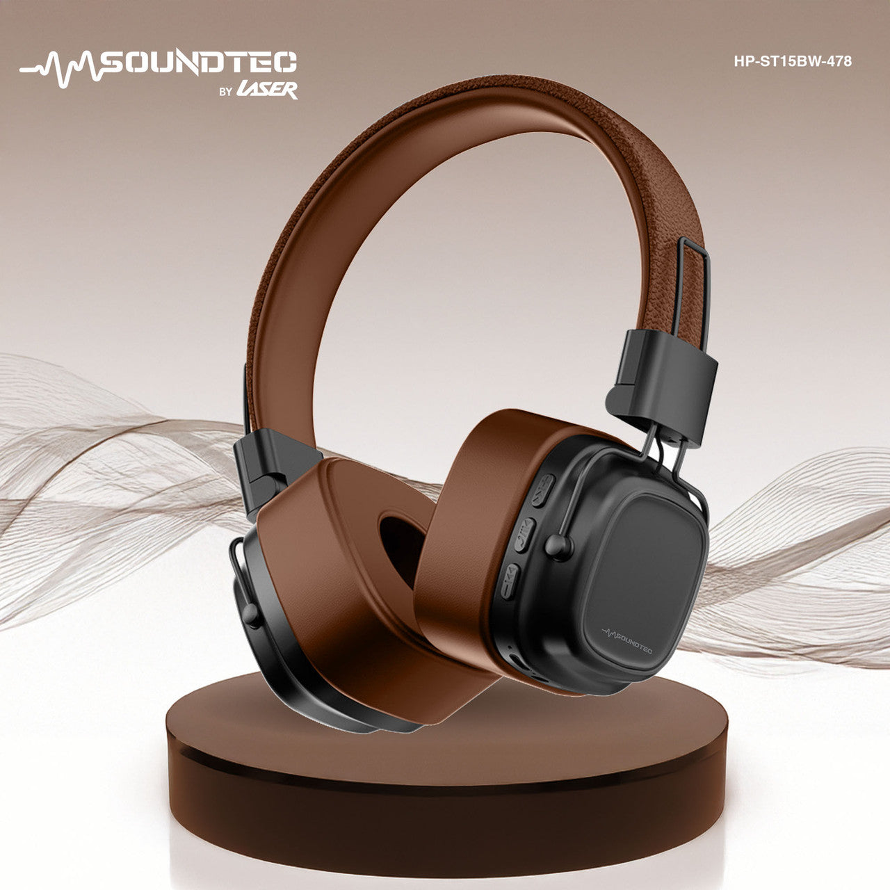Soundtec Wireless On-Ear Headphones Brown