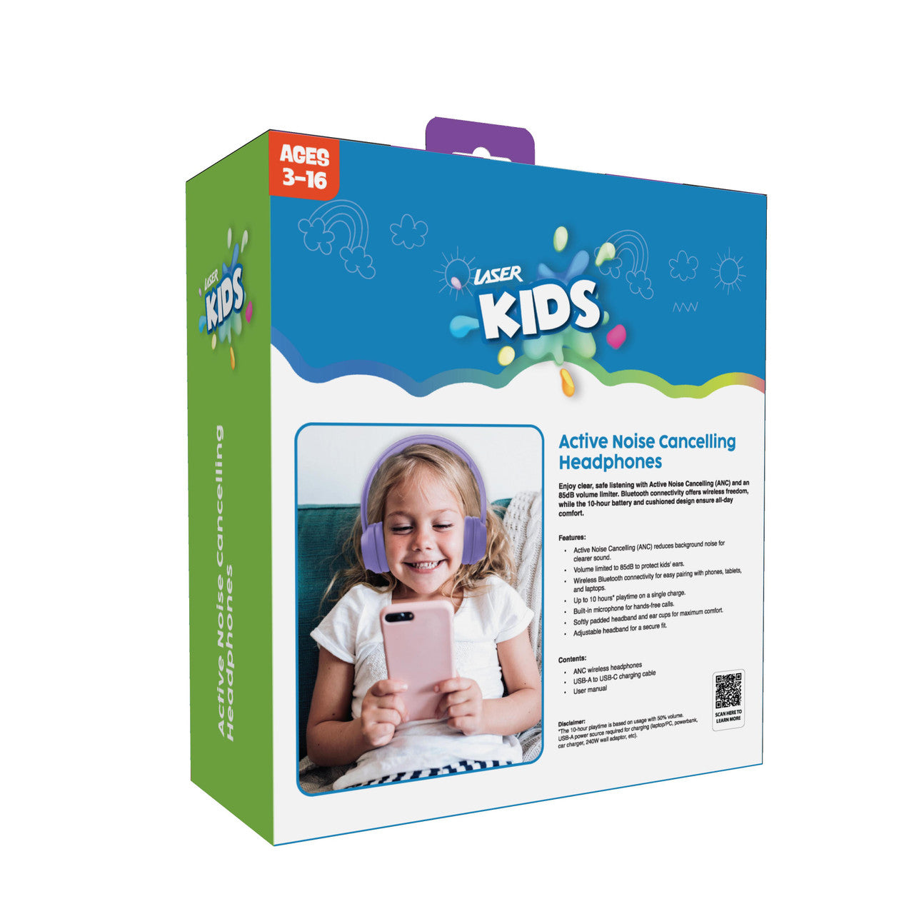 Laser Volume Limited ANC Kids Headphones Lilac