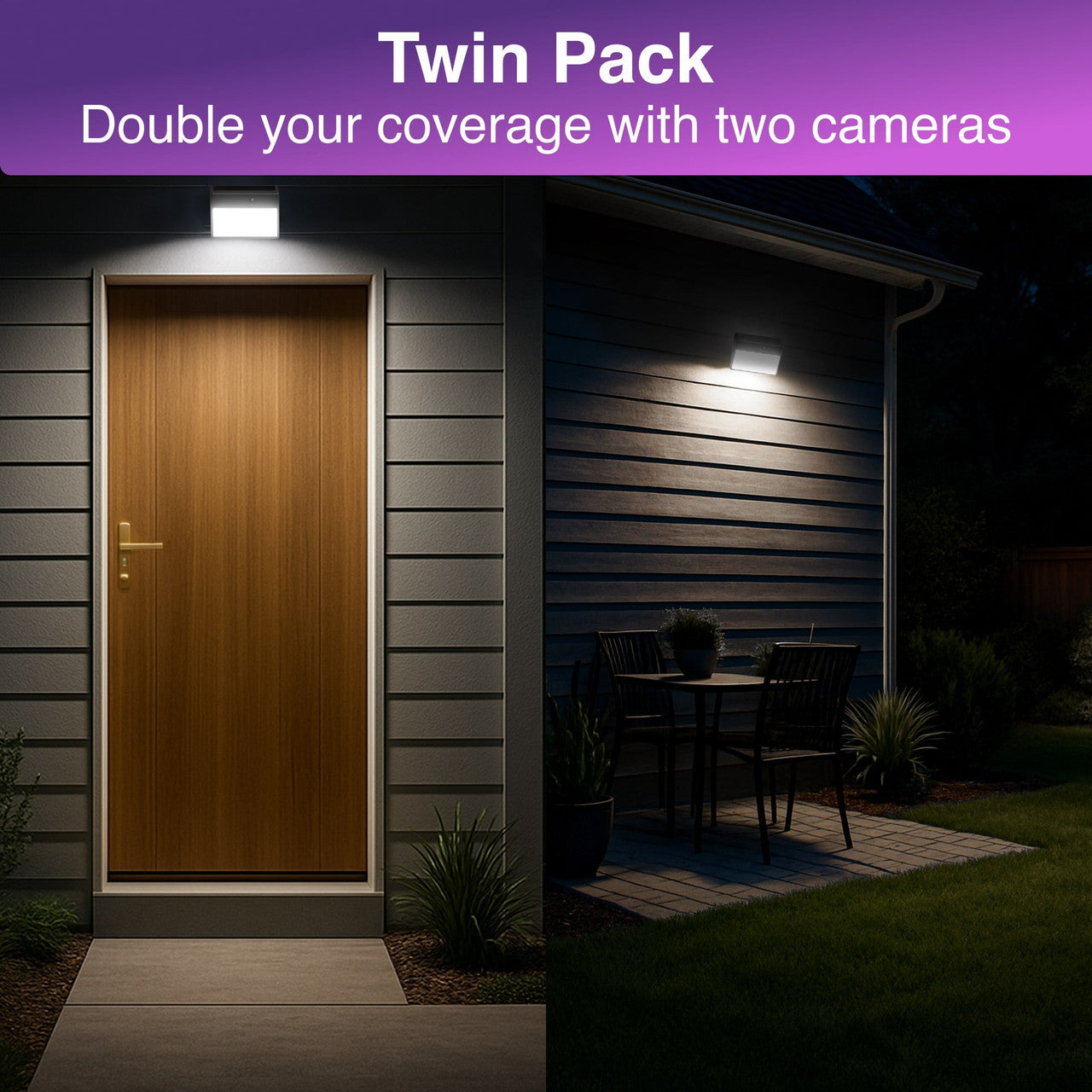 Laser Outdoor Wall Light Camera Twin Pack