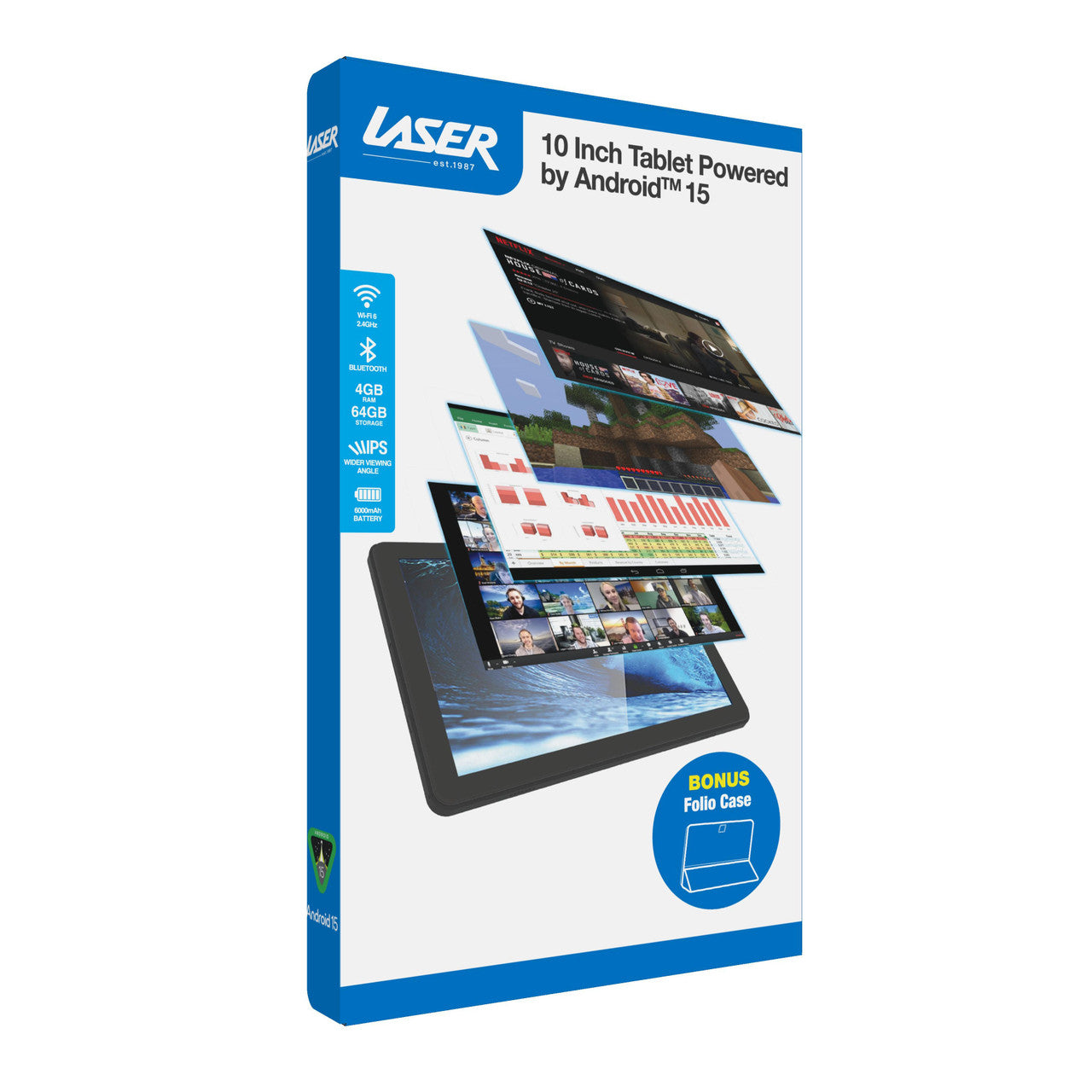 Laser 10 Inch Android Tablet 64GB with Case