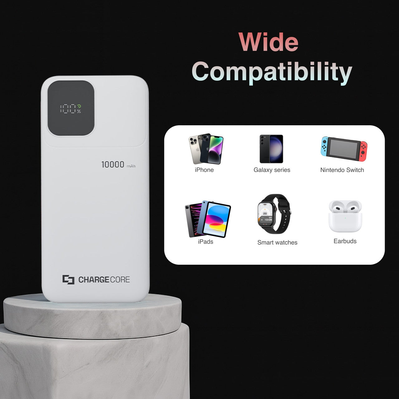 ChargeCore SafeCharge Max 10K - White