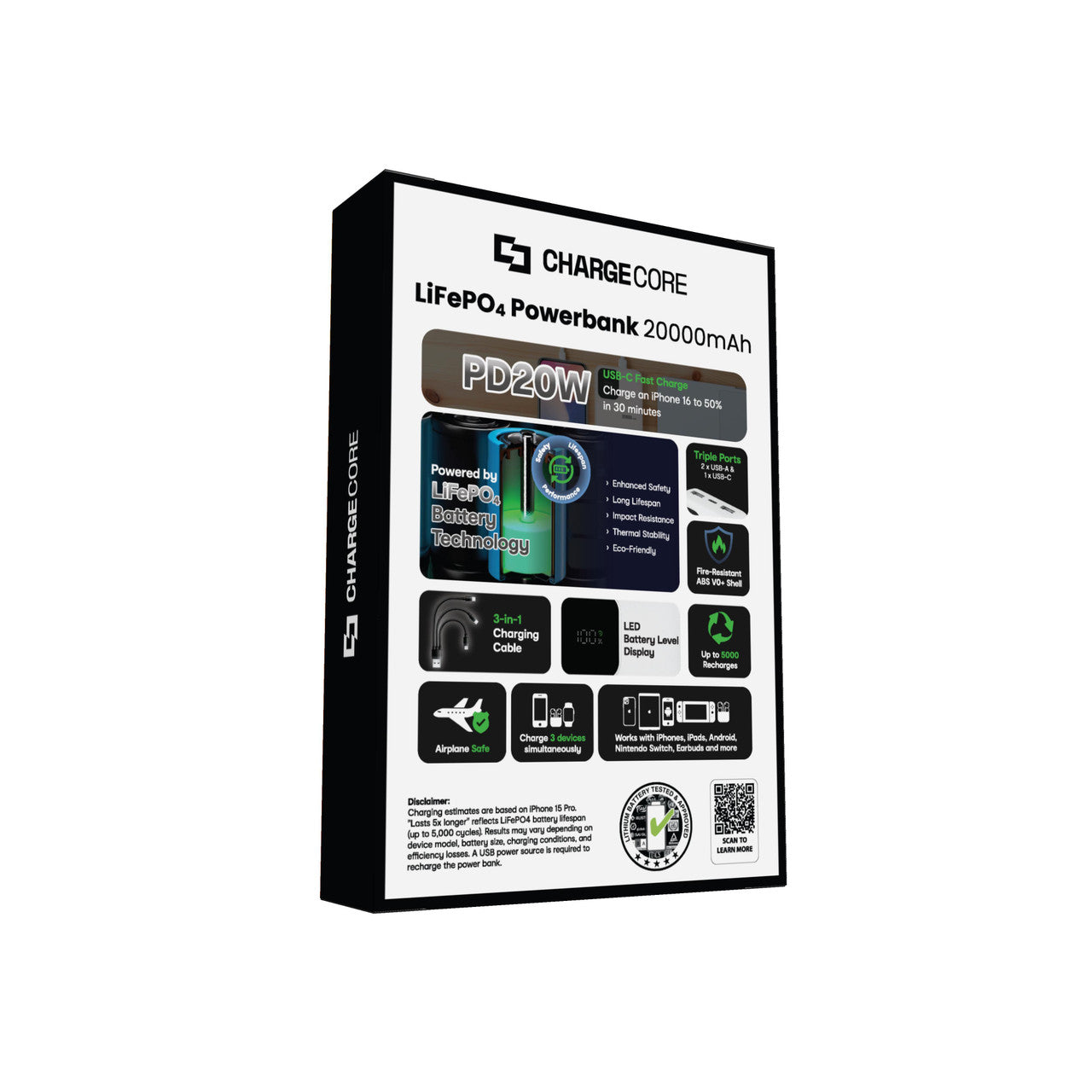 ChargeCore SafeCharge Max 20K - White