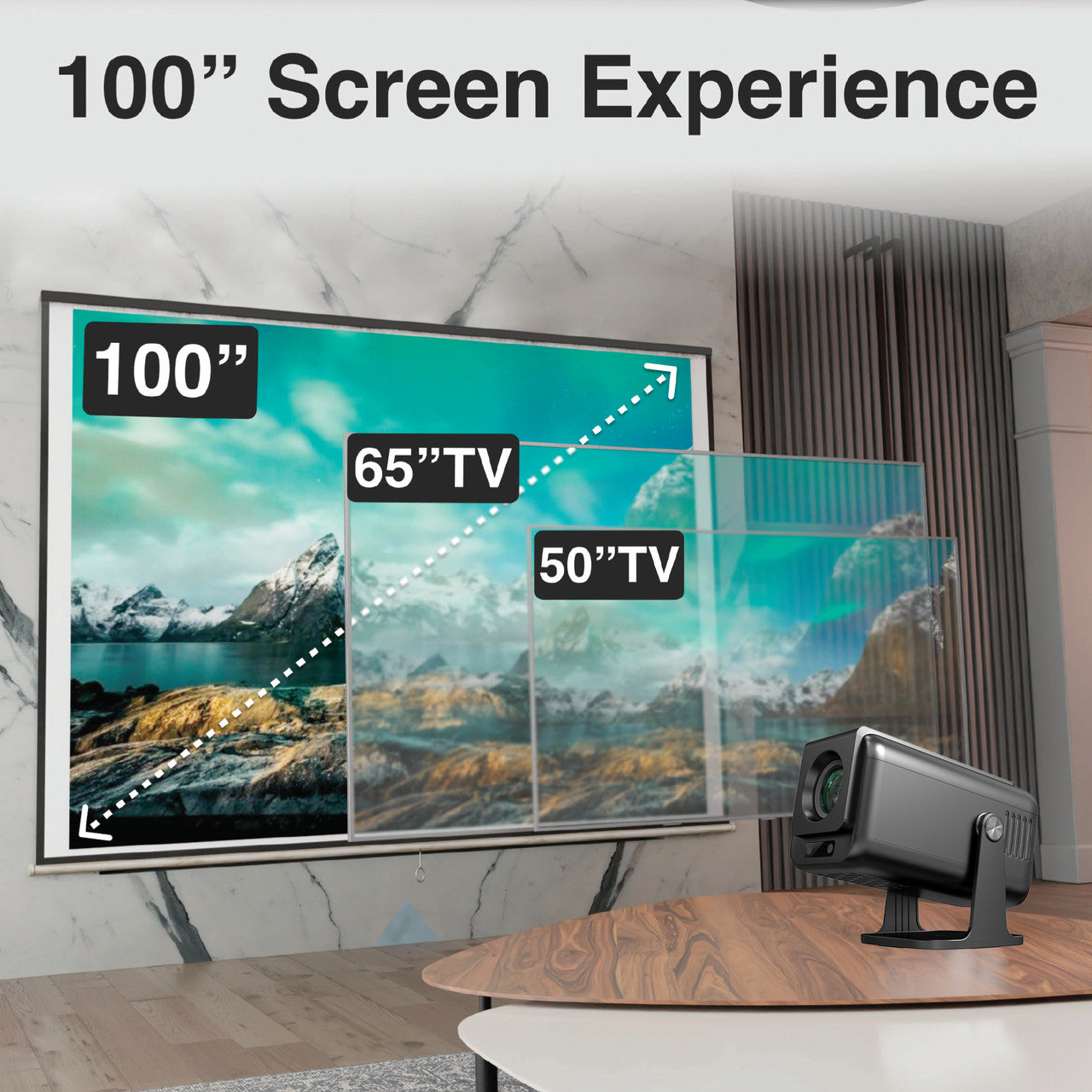 Laser 1080p Android Multi-Angle LED Projector Black