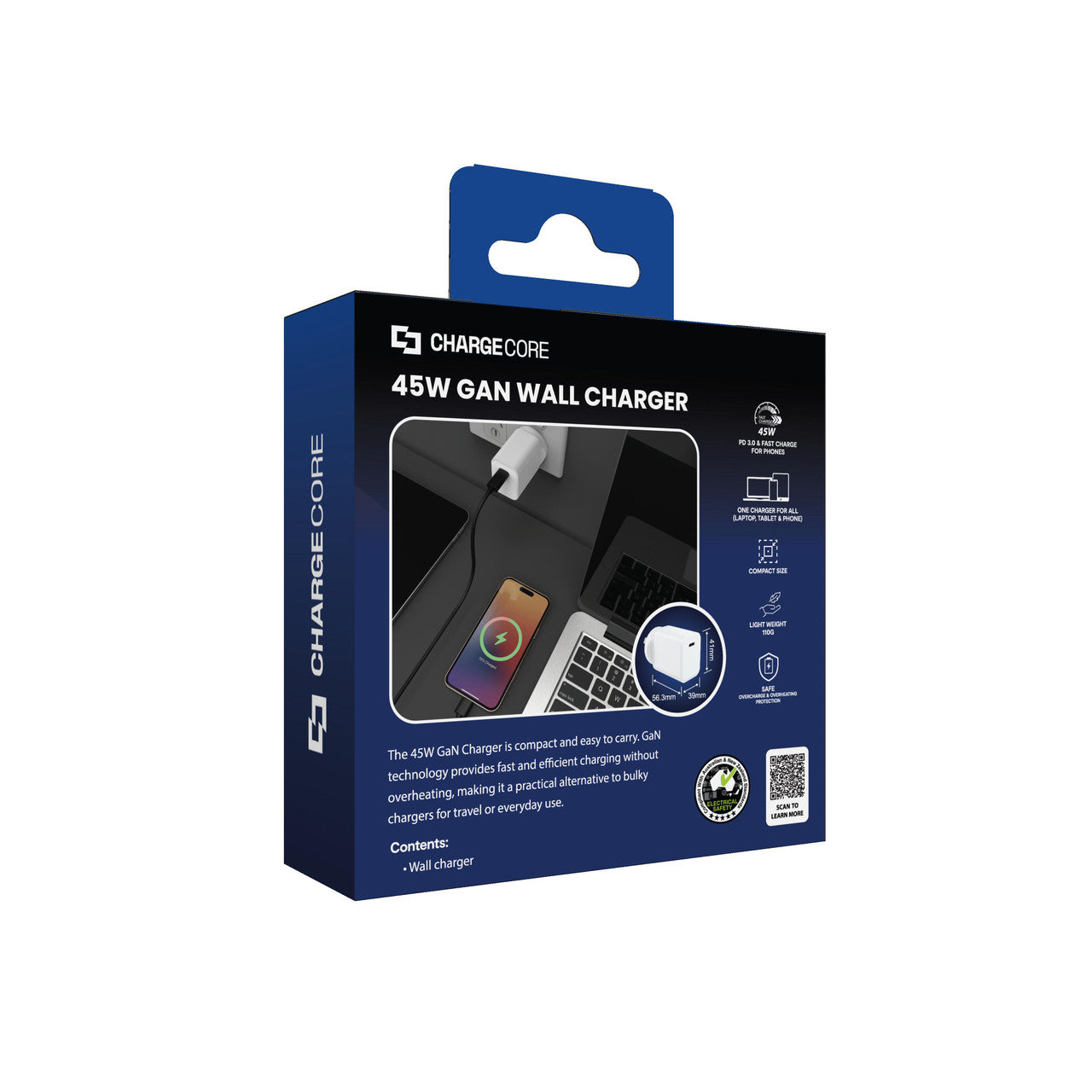 Laser ChargeCore 45W PD GaN USB-C Wall Charger