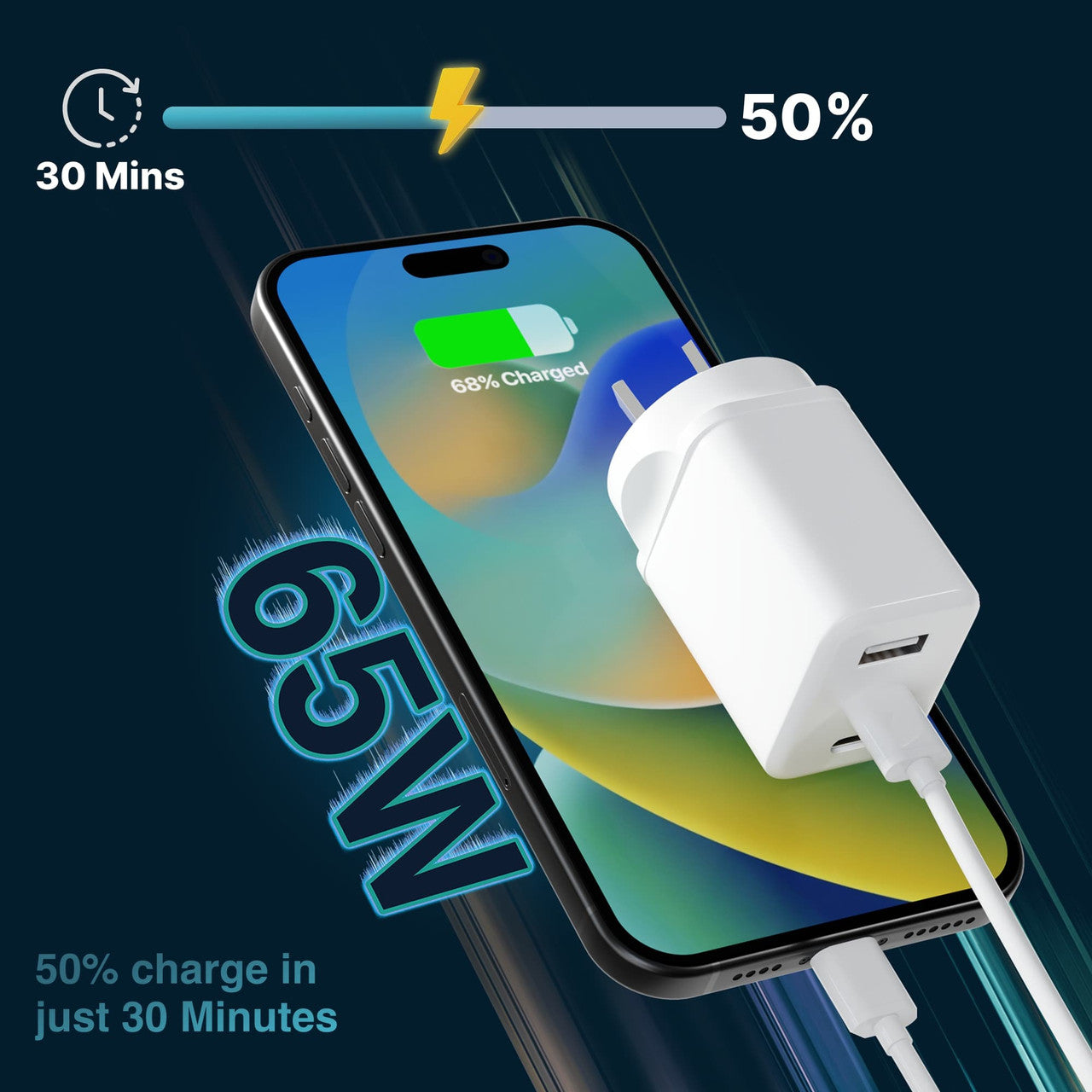 Laser 65W GaN Travel Charger with 4 Adaptors