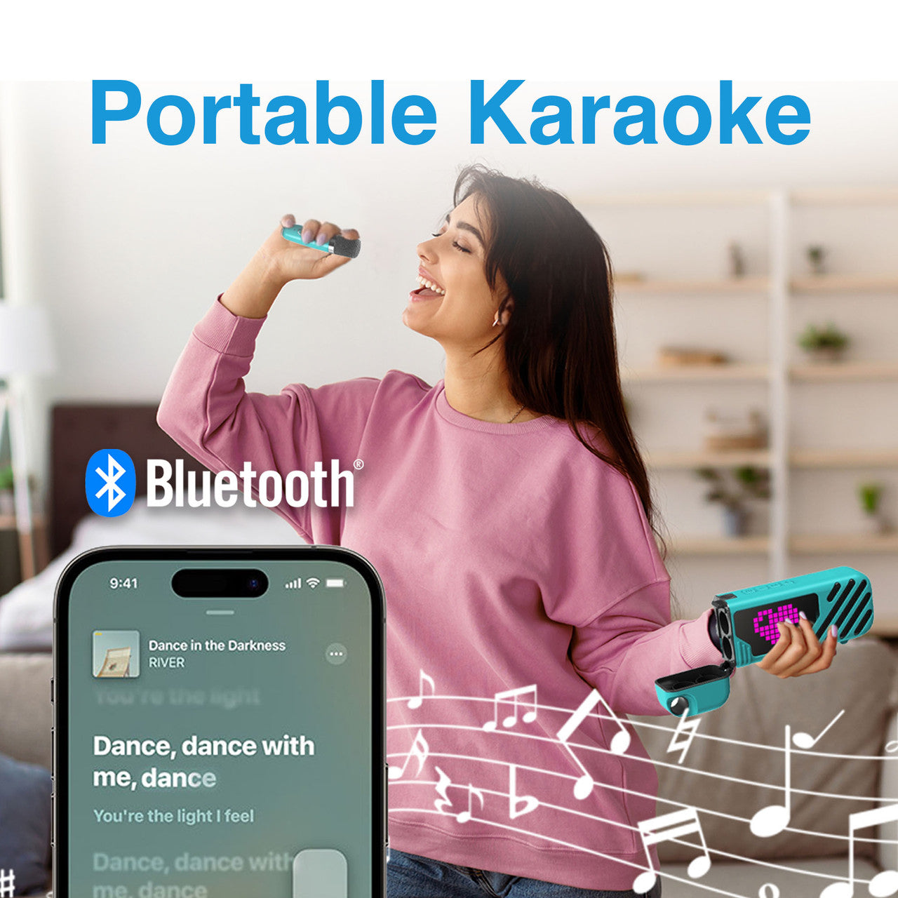 Laser LED Karaoke with 2 Mics Aquatic Awe