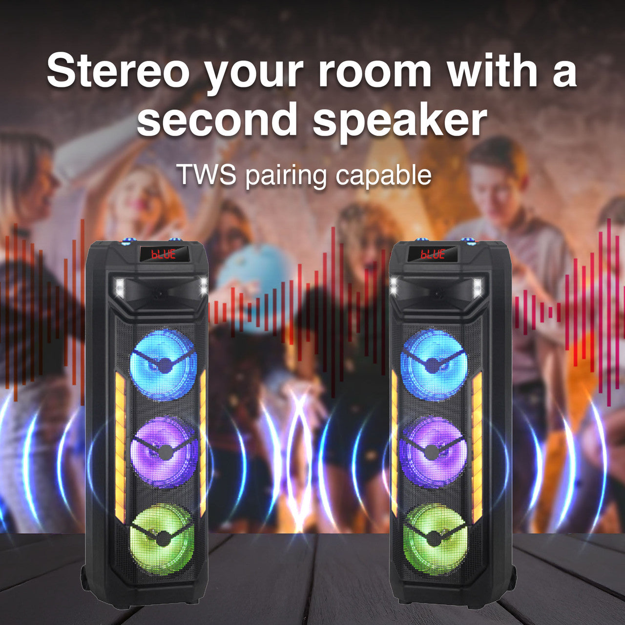 Laser RGB Tower Speaker with 40W Sound