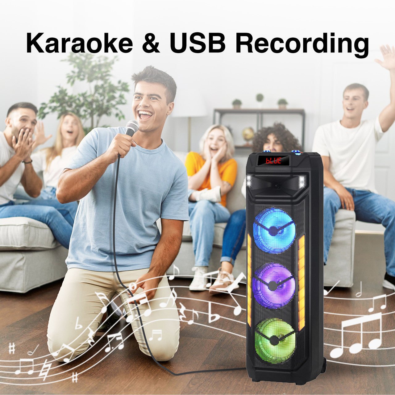 Laser RGB Tower Speaker with 40W Sound