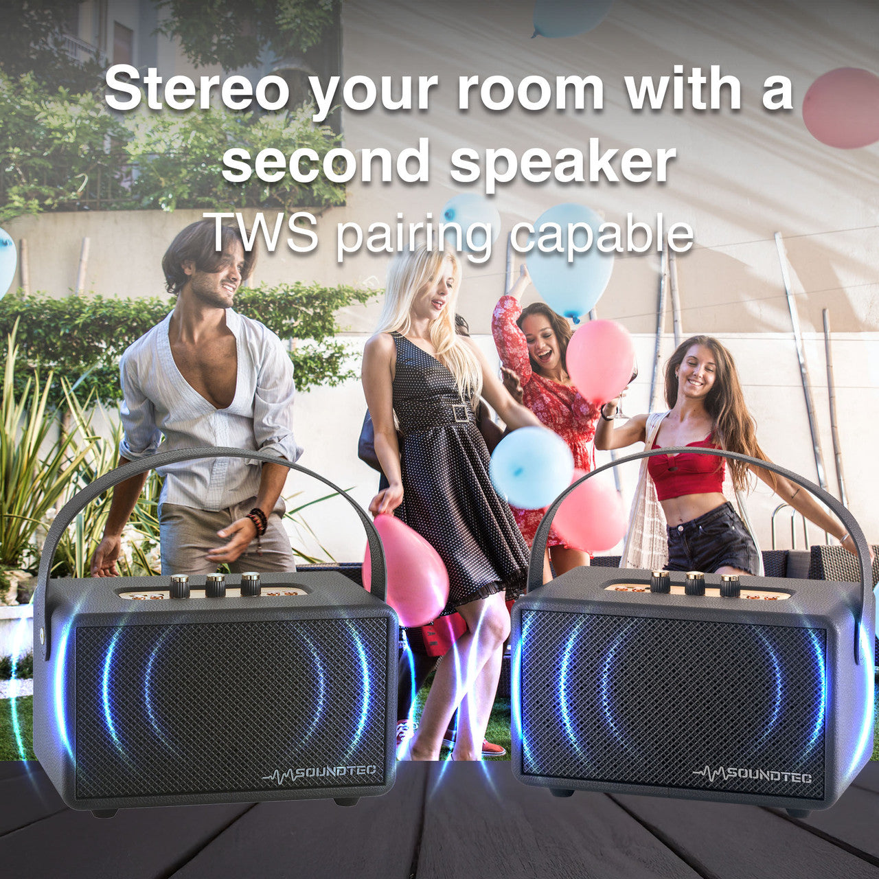 SoundTec Retro Bluetooth Boombox Black