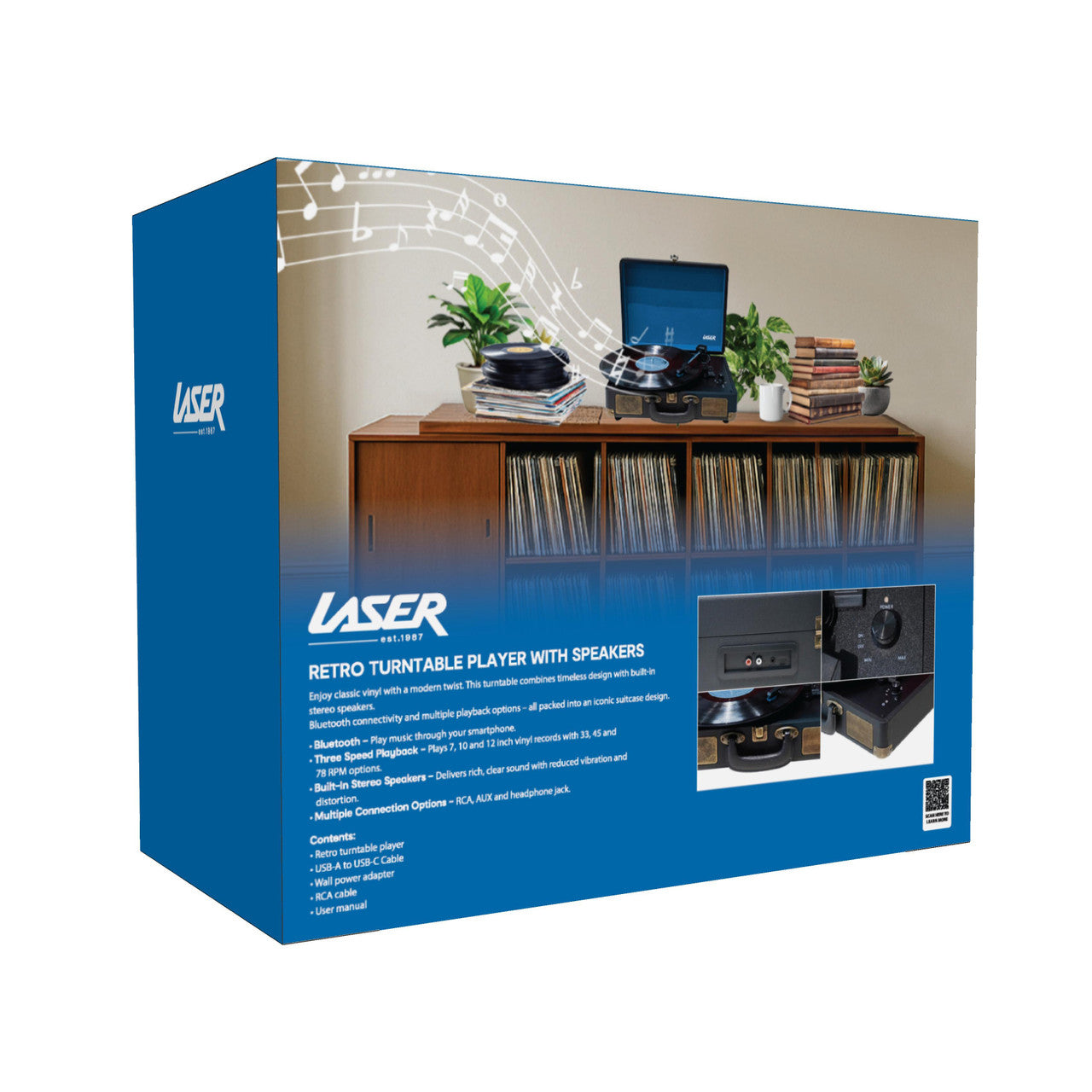 Bluetooth Suitcase Turntable with Speaker