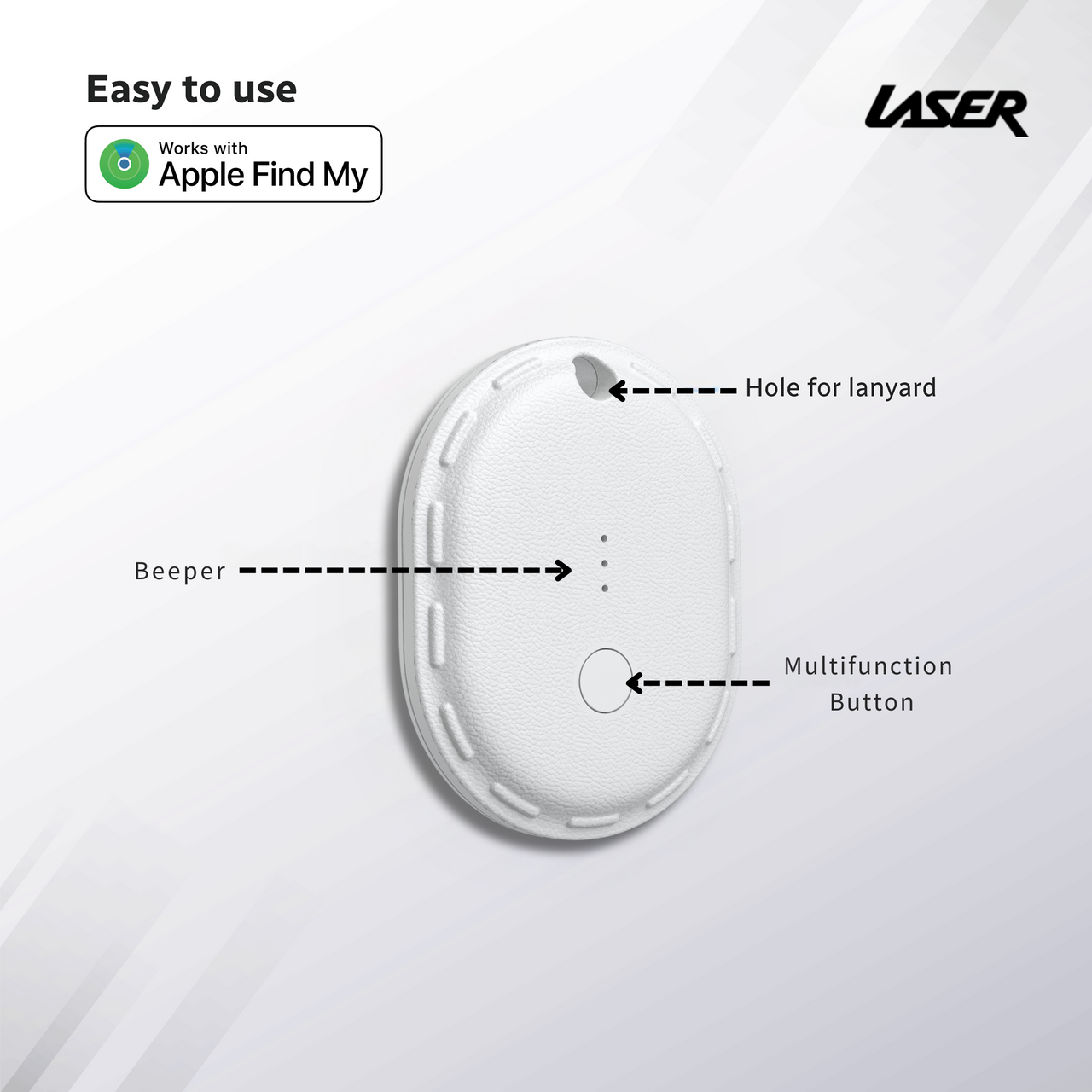 Laser Mini Smart Tag with Apple Find My Tracking White
