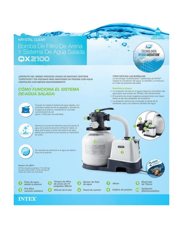 Intex Krystal Clear Sand Filter Pump and Saltwater Pool Chlorine System - 26676