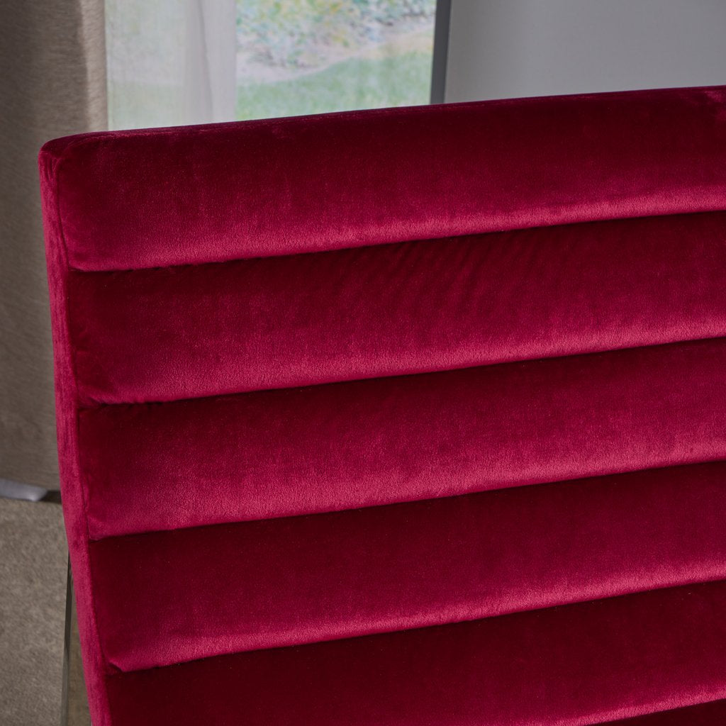 Glorie Garnet/Red Velvet Sofa Accent Chair ArmChair