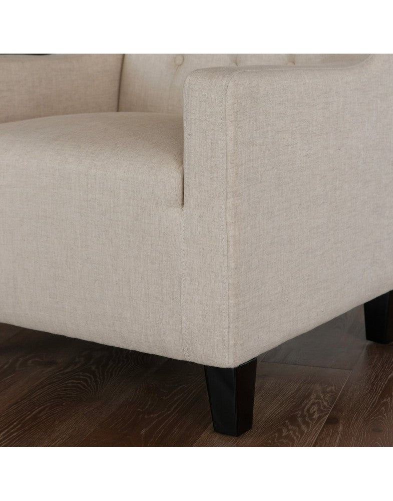 Canberra Fabric Armchair & Ottoman in Begie Linen