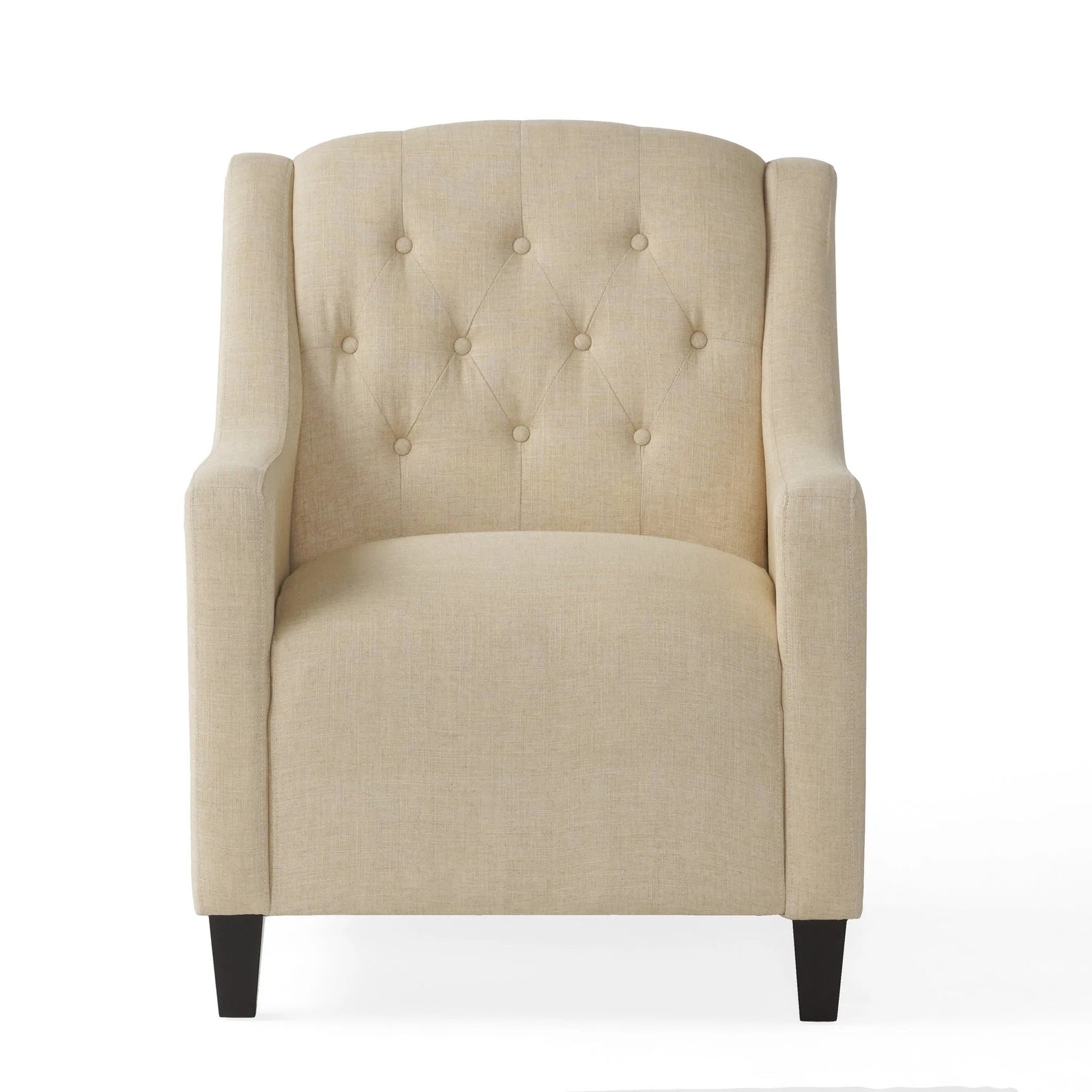 Canberra Fabric Armchair & Ottoman in Begie Linen