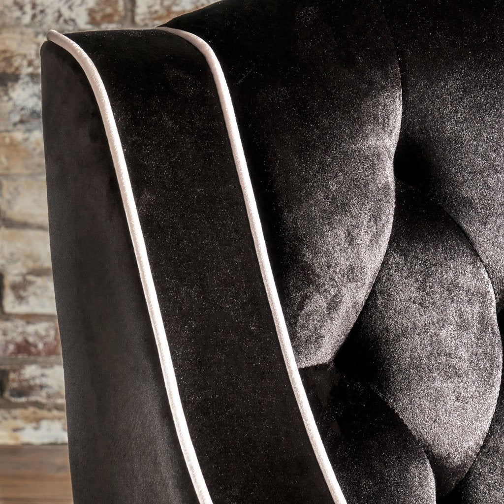 Lara Two Tone Tufted Black New Velvet Club Armchair