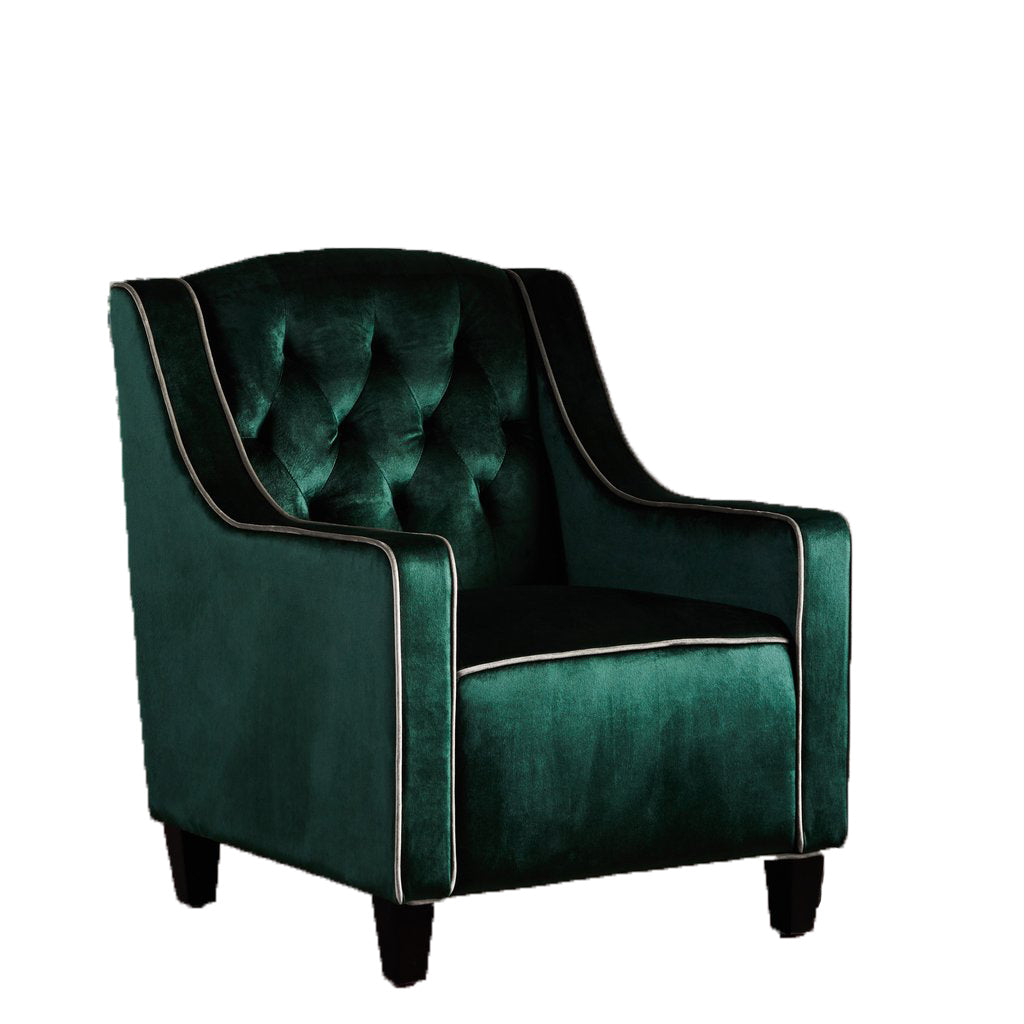 Lara Two Tone Tufted Emerald New Velvet Club Armchair