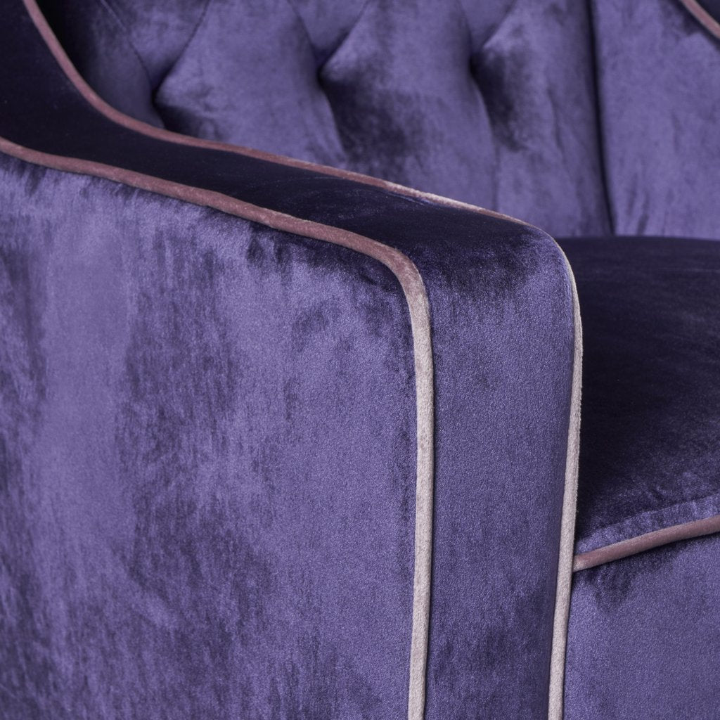 Lara Two Tone Tufted Plum New Velvet Club Armchair