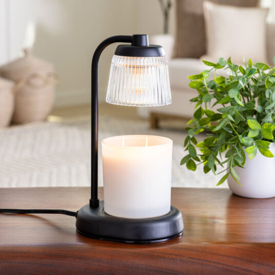 Fluted Glass Black Candle Warmer Lamp - RRP $69.95 - Wholesale