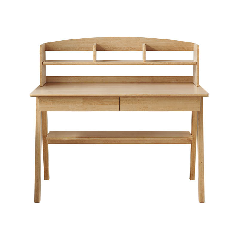 Solid Wood Study Desk with Shelf and Drawers/Rubberwood/Home Office Desk