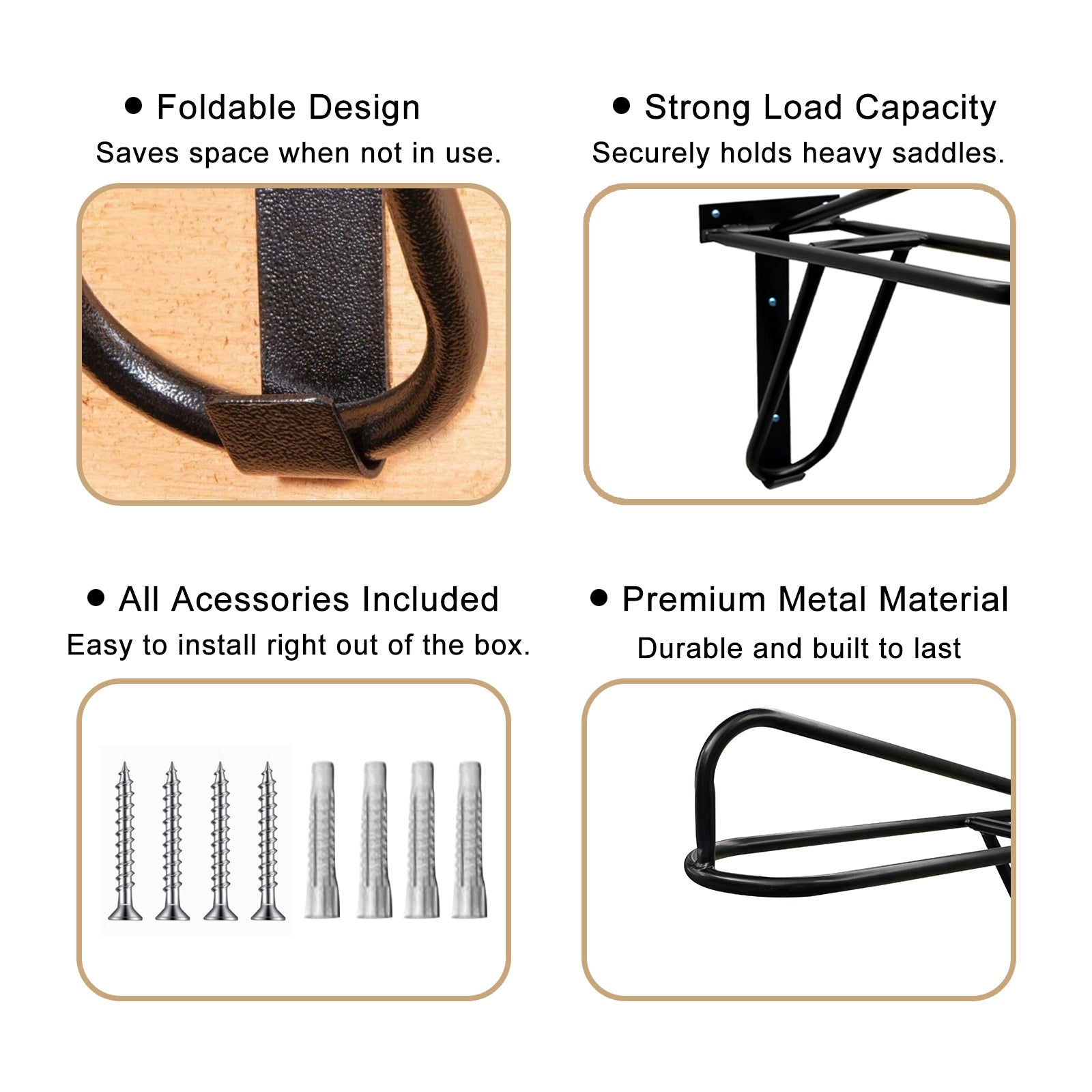 Samland Foldable Saddle Rack Wall Mounted Saddle Stand Space-Saving Steel Holder for Horse Tack