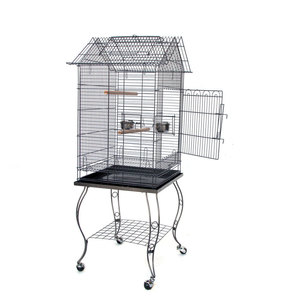 Samland BIRD PARROT CAGE WITH STAND COCKATIEL AMAZON AFRICAN GREY CAIQUE CONURE BLACK