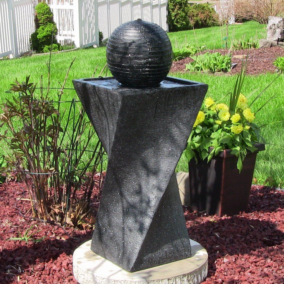 Samland SOLAR PANEL POWER WATER PUMP FOUNTAIN FEATURE WITH LED TWISTED DESIGN