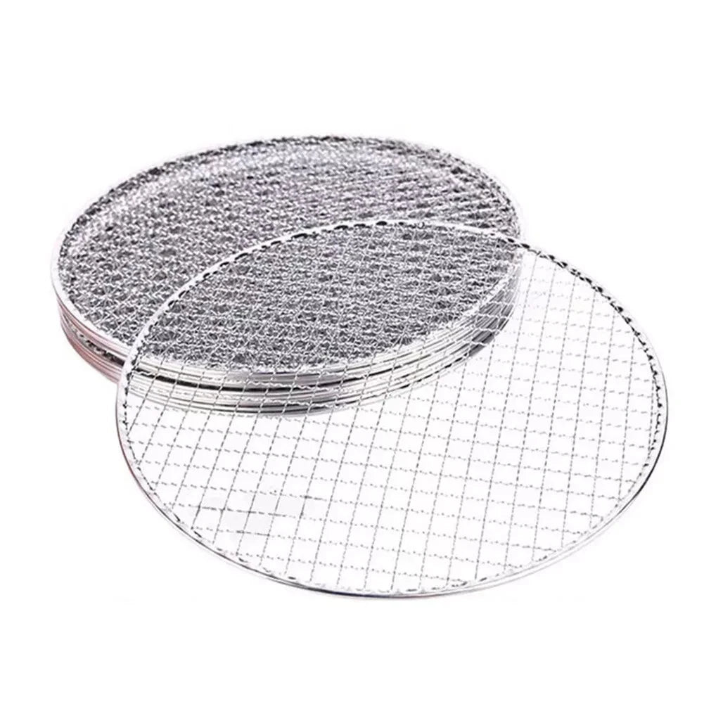 Samland 28CM BBQ Grill Mesh Fish Meat Round Net Mat Barbecue Pad for Camping