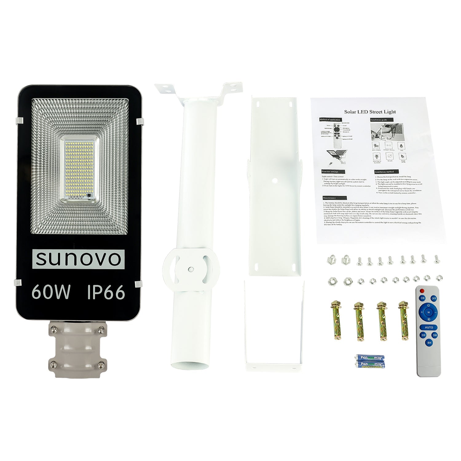 Samland 60W SOLAR GARDEN PATHWAY STREET LIGHT ADJUSTABLE SOLAR PANEL