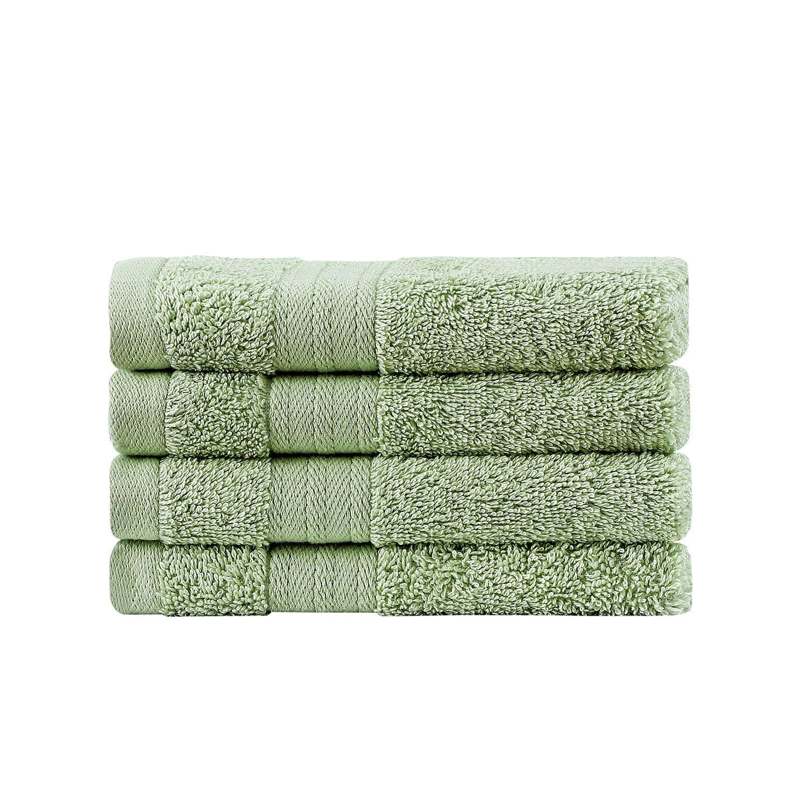Samland Premium Cotton Washcloths 4-Pack Quick-Dry Face Towels Set-Green