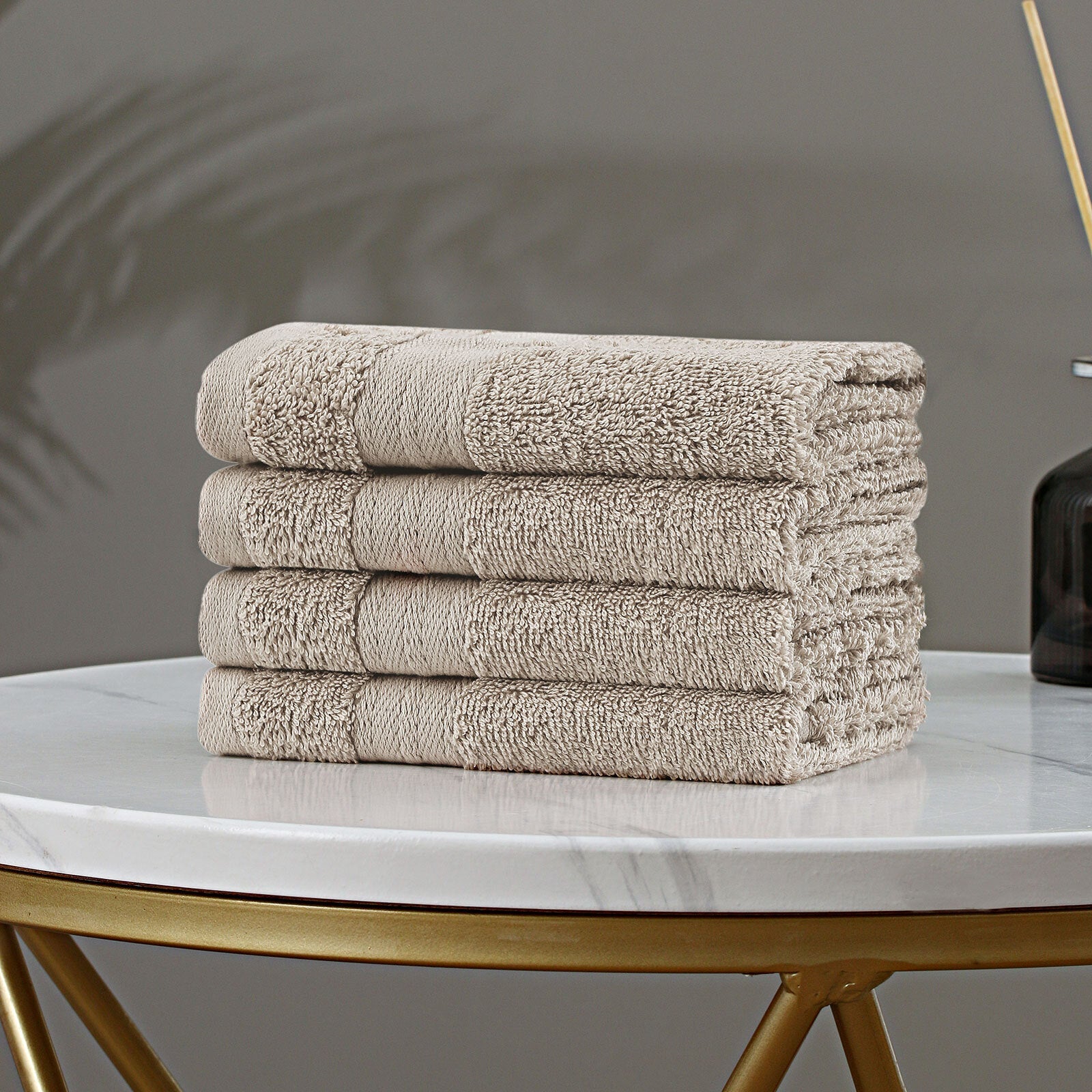 Samland Premium Cotton Washcloths 4-Pack Quick-Dry Face Towels Set-Linen