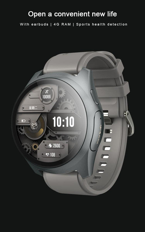 2-in-1 Smartwatch w/Earphones & Charging Dock | 4GB MP3, Health Tracker | Titanium Grey | World’s First Patented