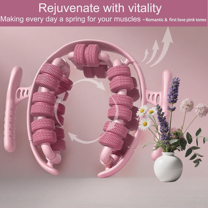 Lymphatic Drainage Massager,Cellulite Massage Roller,Body Sculpting Machine,Thighs Massager, Manual Leg Roller,Relaxing Muscles,360 °28 Wheels Anti Cellulite Roller for Legs (Pink)