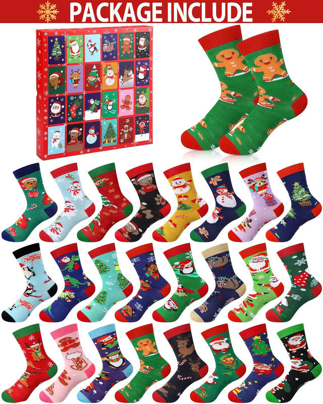 Advent Calendar 2025 Adult Men 24 Days of Christmas Cotton Socks US 7-13 Fun Christmas Sock Advent Calendar for Men Funny Gifts for Dad Boyfriend Husband Brother Random Socks Gift Box