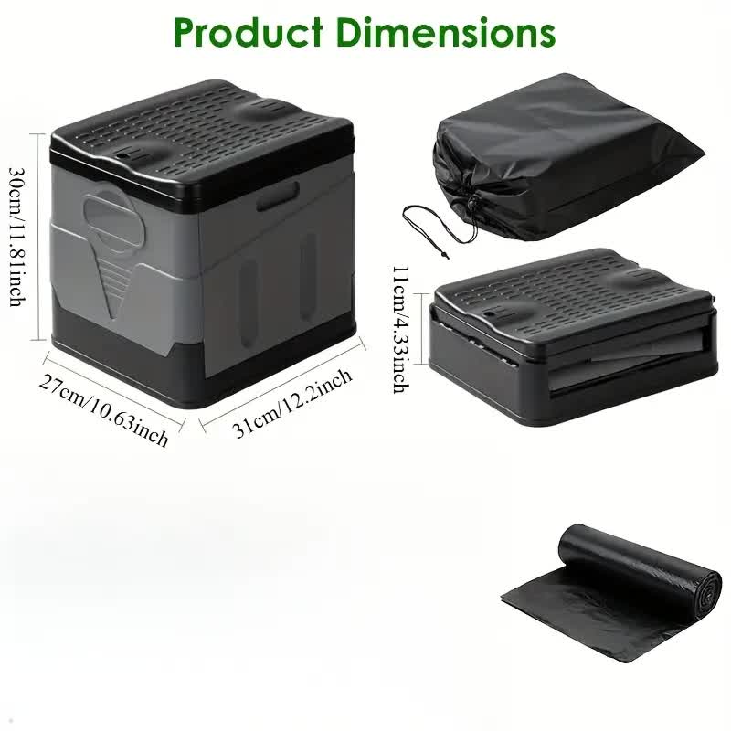 Portable Car Toilet with Integrated Waste Bin - Durable PP Material, Ideal for RVs, Outdoor Camping & Emergency Situations - Sleek Design with Ventilation Slits RV Toilets