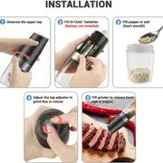 Gravity Electric Salt and Pepper Grinder Set, Battery Powered LED Light One Hand Automatic Operation, Adjustable Coarseness Mill Grinders Shakers Black, Kitchen Gadgets Gift Ideas