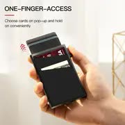 Contemporary Acrylic RFID Blocking Card Holder - Minimalist Business Wallet for Men, Automatic Pop-Up, 1pc