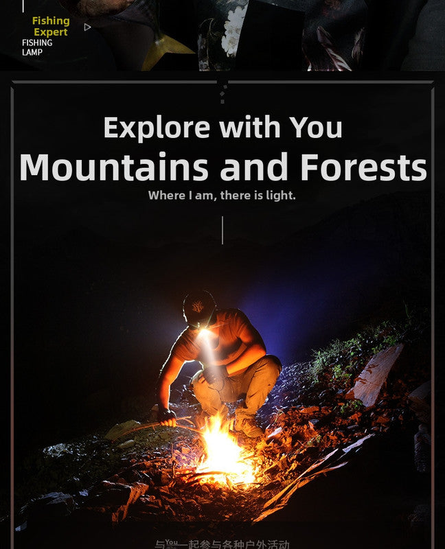 Outdoor sports products Dew detection LED induction headlight, rechargeable strong light for night fishing