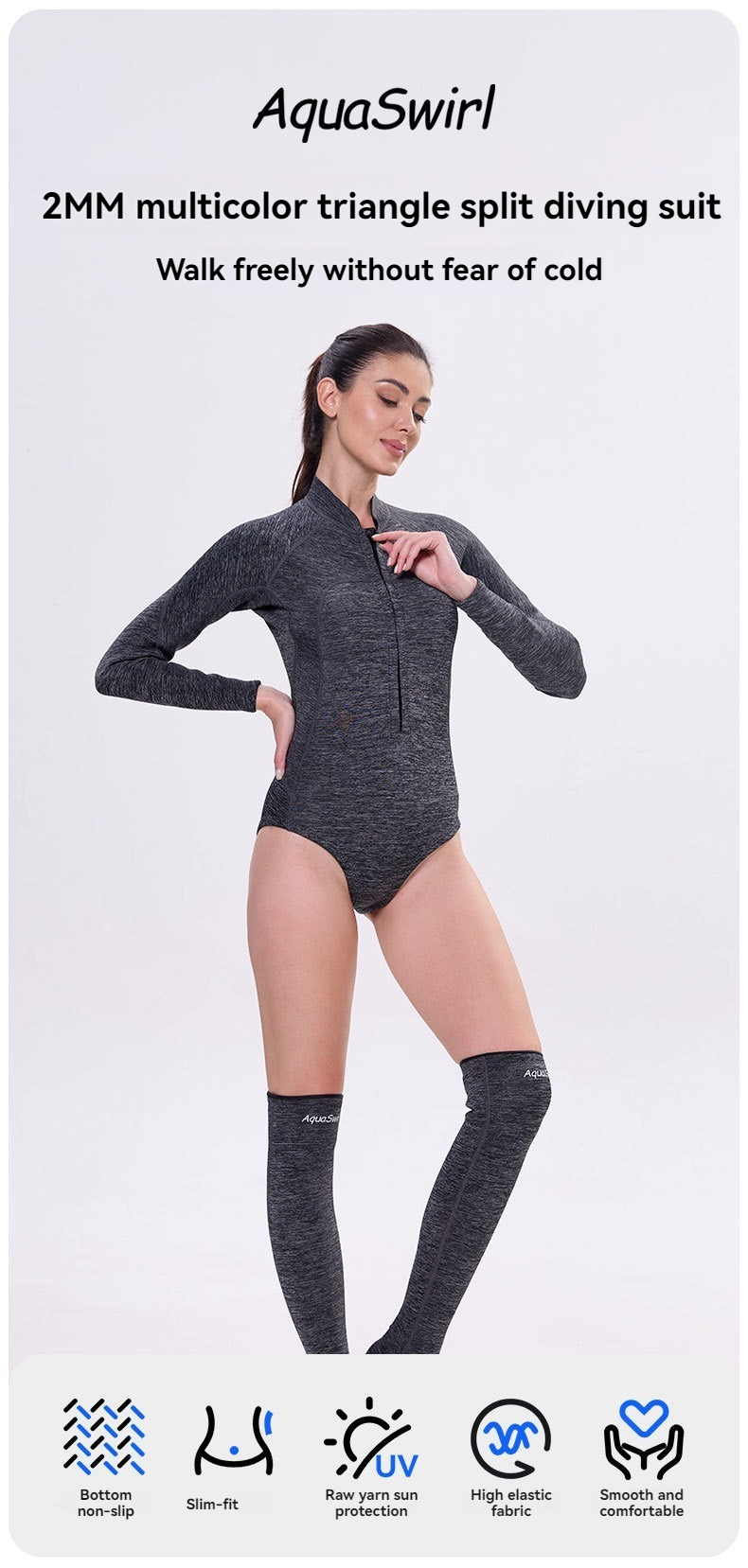 2MM jellyfish suit diving wet clothes jellyfish suit snorkeling swimsuit super elastic skin-friendly 2-piece jumpsuit+stockings