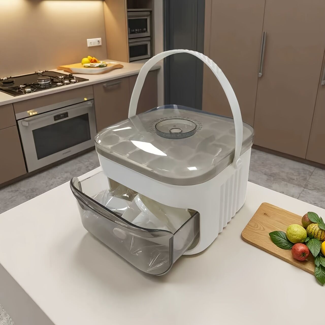 1PC Refrigerator Ice Cube Mold, Manual Press Two-Layer Design, Large Capacity Food-Grade PP Material, Suitable for Refrigerator Ice Making – Essential Kitchen Tool, 50-Cavity Ice Tray with Container, Practical Household Drink Ice Organizer.