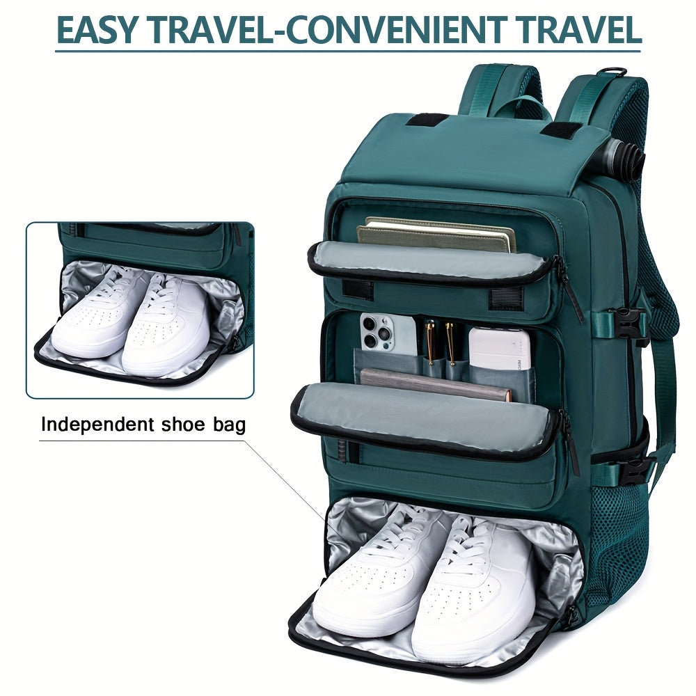 18.1-inch Easy-Travel Bag (46×30×16 cm): Four carrying modes in one bag, with independent shoe compartment and freely switchable hidden shoulder straps.(Army green)