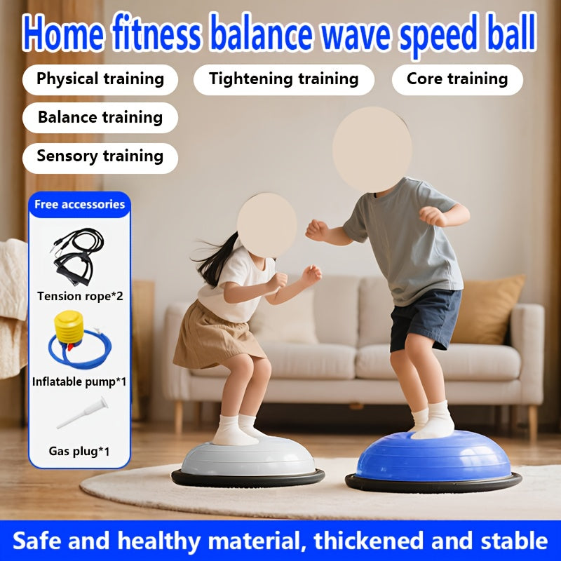 Hemisphere Trainer – Portable Inflatable Balance Trainer, specifically designed for core training, yoga, rehabilitation, and Pilates, equipped with a stable base. Suitable for home gyms, fitness centers, and physical conditioning.(BLUE)