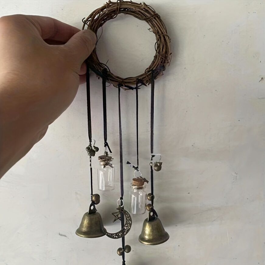 Bell Door Handle Protector Pendant, Vine-style Wind Chime, Witch Prayer Crystal Wind Chime, Home Decor