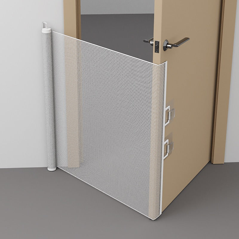 Expandable Pet Fence, made of PVC mesh material, easy to install, suitable for small dogs, cats, and various pets. No-drilling design effectively prevents pets from escaping, making it an ideal choice for stairs, corridors, and doorways. (WHITE)