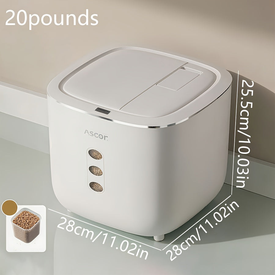 20LB Sealed Pet Food Storage Container | Heavy-Duty Square PP Dispenser with Flip Lid, Easy to Clean, Suitable for Kitchen Pantry